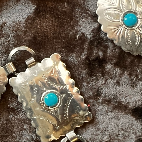 Vintage Native American Silver and Turquoise Concho Belt - Picture 8 of 9